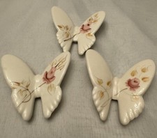 Set Of 3 Lasting Products Inc. Ceramic Handpainted butterflies Wall Hanging    