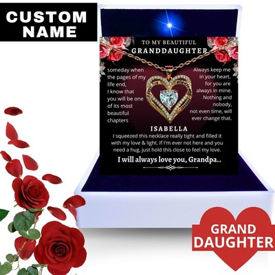 18k Custom to My Granddaughter Gift Heart Necklace Birthstone Gifts For Birthday