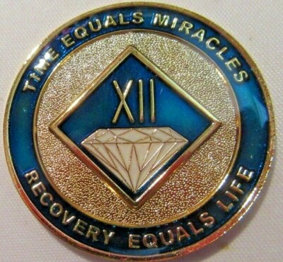 Narcotics Anonymous NA Blue 12  Year Medallion Coin Chip Token Clean