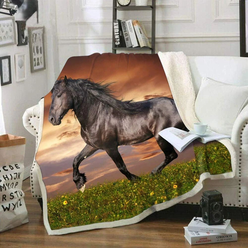 SMTBAY 3D Horse Print Throws Blanket Soft Blanket Couch Blanket