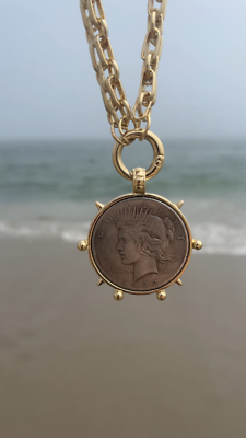 22' Dual Sided Statement large coin pendant with chunky chain. | eBay