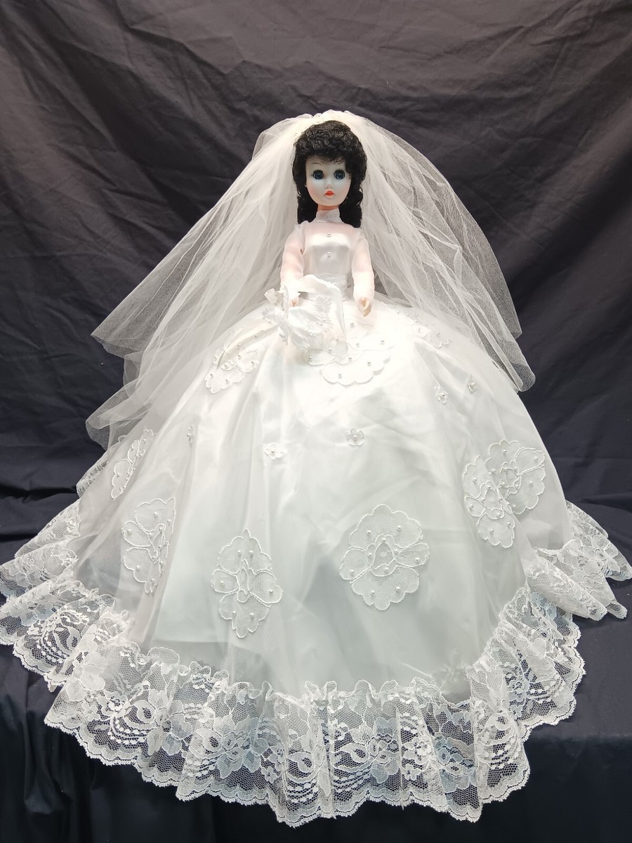 Vintage Doll 20" Tall Wedding Dress Porcelain Face- Beautiful Dress Lace &  Tulle | eBay