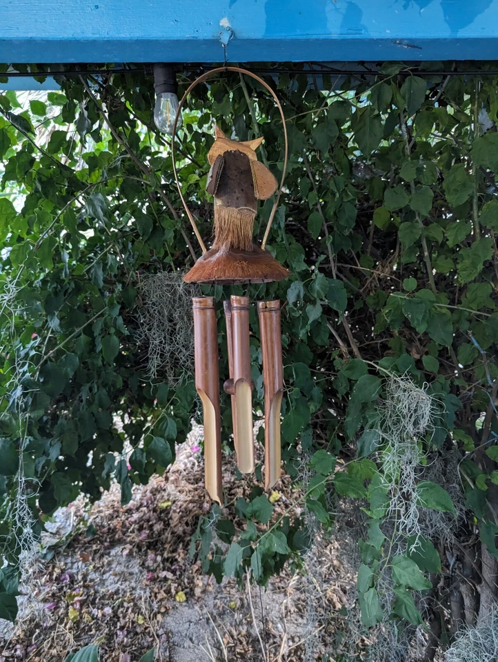 Carillón de viento de bambú Owl Bird barra de campo coco rústico - ecológico Foto 3 de 4