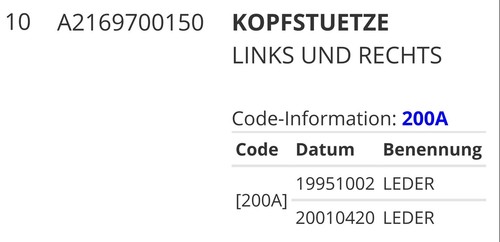 Mercedes-Benz CL Kopfstütze Sitz Leder A2169700150 9E43 W216 C216 -35% Neu - Bild 8 von 10