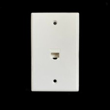 Ethernet Wall Plate CAT6 1-Port RJ45 Single Gang Keystone Network Female White