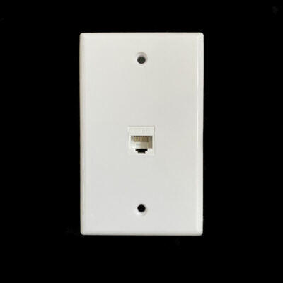 Ethernet Wall Plate CAT6 1-Port RJ45 Single Gang Keystone Network Female White