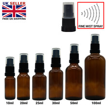 Amber Glass Dropper Bottle with Black Atomiser Mist Spray - Bulk Wholesale