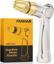 FANHAO Professional Heavy Duty Garden Hose Nozzle, 100% Metal Thumb Control Wate