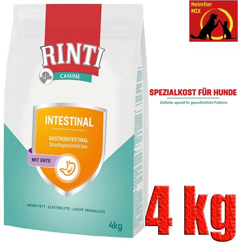 Rinti Canine Intestinal Ente 4kg Diät-Trockenfutter Hundefutter Magen-Darm
