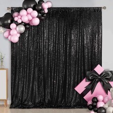 Sequin Backdrop 6FT x 8FT Black Curtain Background for Halloween Wedding Party