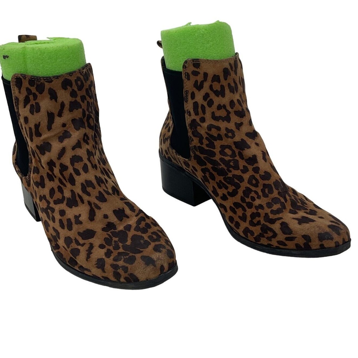 A New Day Women's Brown Leopard Print Heeled Chelsea Boots