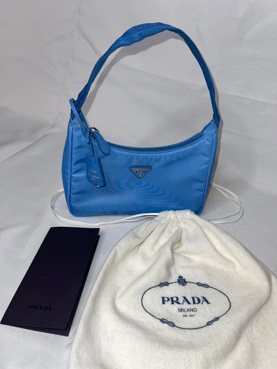 Prada Re-edition Mini Leather Shoulder Bag in Blue