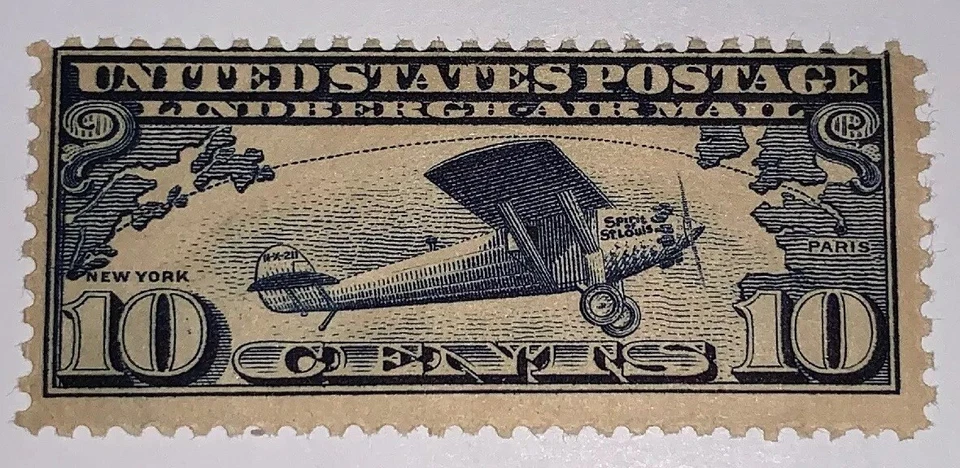Travelstamps: 1927 US Stamps Scott #C10, Lindbergh Tribute Issue, mint, moglh - Image 3 of 4