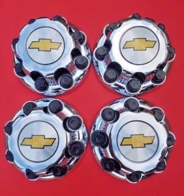 4pcs New Chevy CHROME 8 Lug Center Caps Express Van 9597163 for ALUMINUM RIMS
