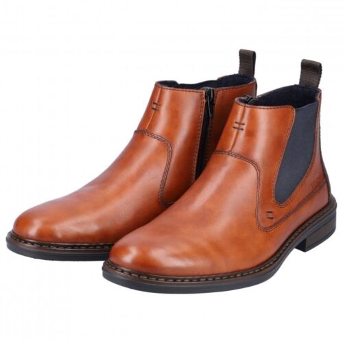 Rieker 17654-22 Mens Brown Leather Zip Chelsea Boots Size Uk 8 Eu 42 Save £26 - Picture 2 of 10