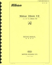 Nikon Nikkor 35mm F2 Ai 1977 Service  Repair Manual Reprint