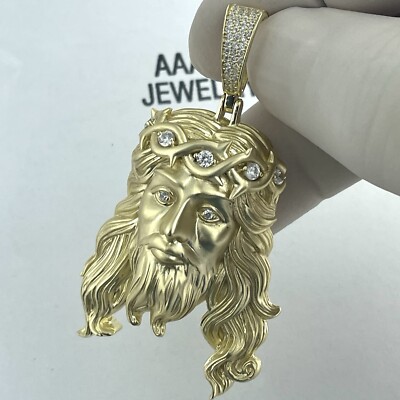 925 Solid Sterling Silver Cubic Zirconia Jesus Face Pendant | eBay