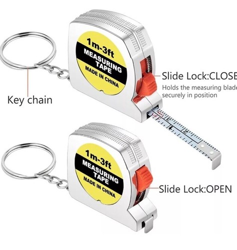 Paquete de 4 - Llavero de cinta métrica de metal de 3 pies con función de bloqueo - Imagen 4 de 7