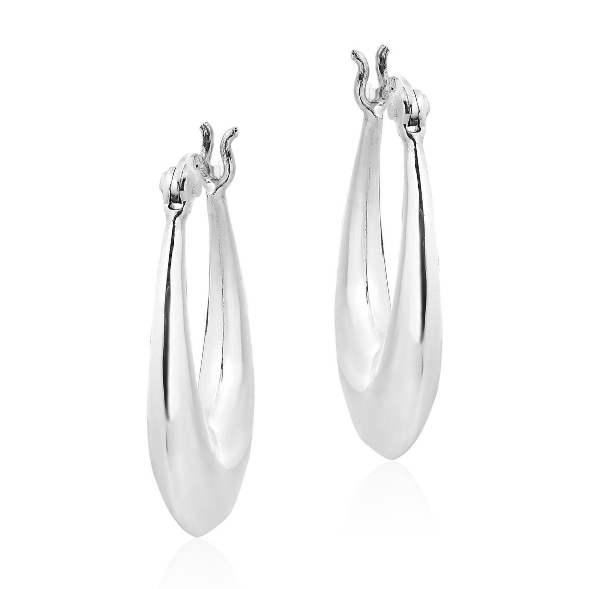 Chunky Charming Oval Sterling Silver Scalloped Hoop Earrings