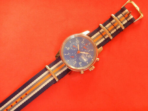 22 MM strap Nato James Bond Navy Blue White Grey Orange Ideal Heuer Formula 1 - Picture 19 of 20