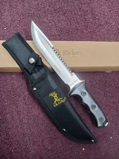 Elk Ridge Fixed Blade Full Tang Sawback Black wood Handle  12.5" Overall ER-082