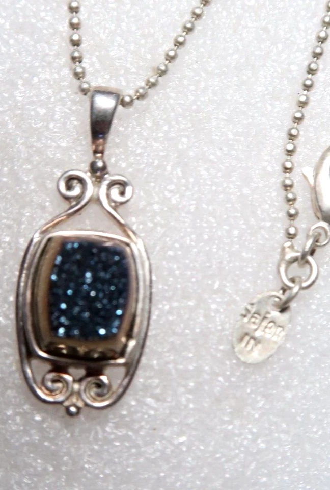 VINTAGE STUNNING STERLING SILVER TITANIUM DRUZY NECKLACE ~ SIGNED: SAJEN - Image 4 of 4