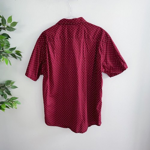 Uniqlo Mens Size XL Short Sleeve Button Front Casual Shirt Red Polka Dot Cotton - Picture 5 of 6