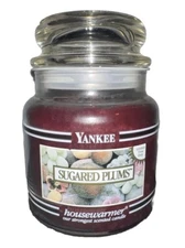 NEW Vintage Yankee Candle SUGARED PLUM Candle 14.5 OZ Black Band