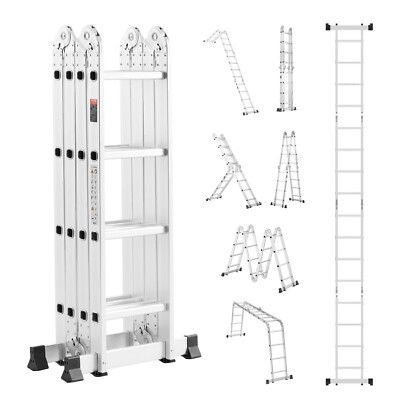 #ad Multi Purpose Folding Ladder 7 in 1 4 Step 15.5ft Reach Height for Work $126.99