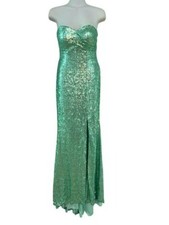 Colors Aqua Mint Green Sequin Cross Back Strapless Gown Size 2 258