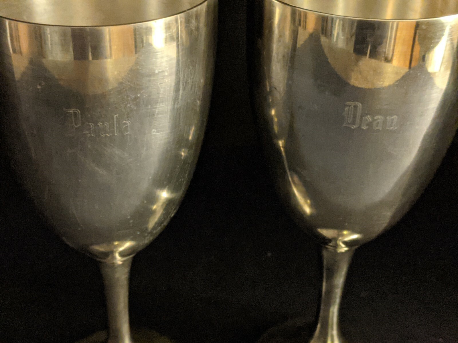 Vintage 7" Silver Plated International Silver Co Wine Goblets "Paula