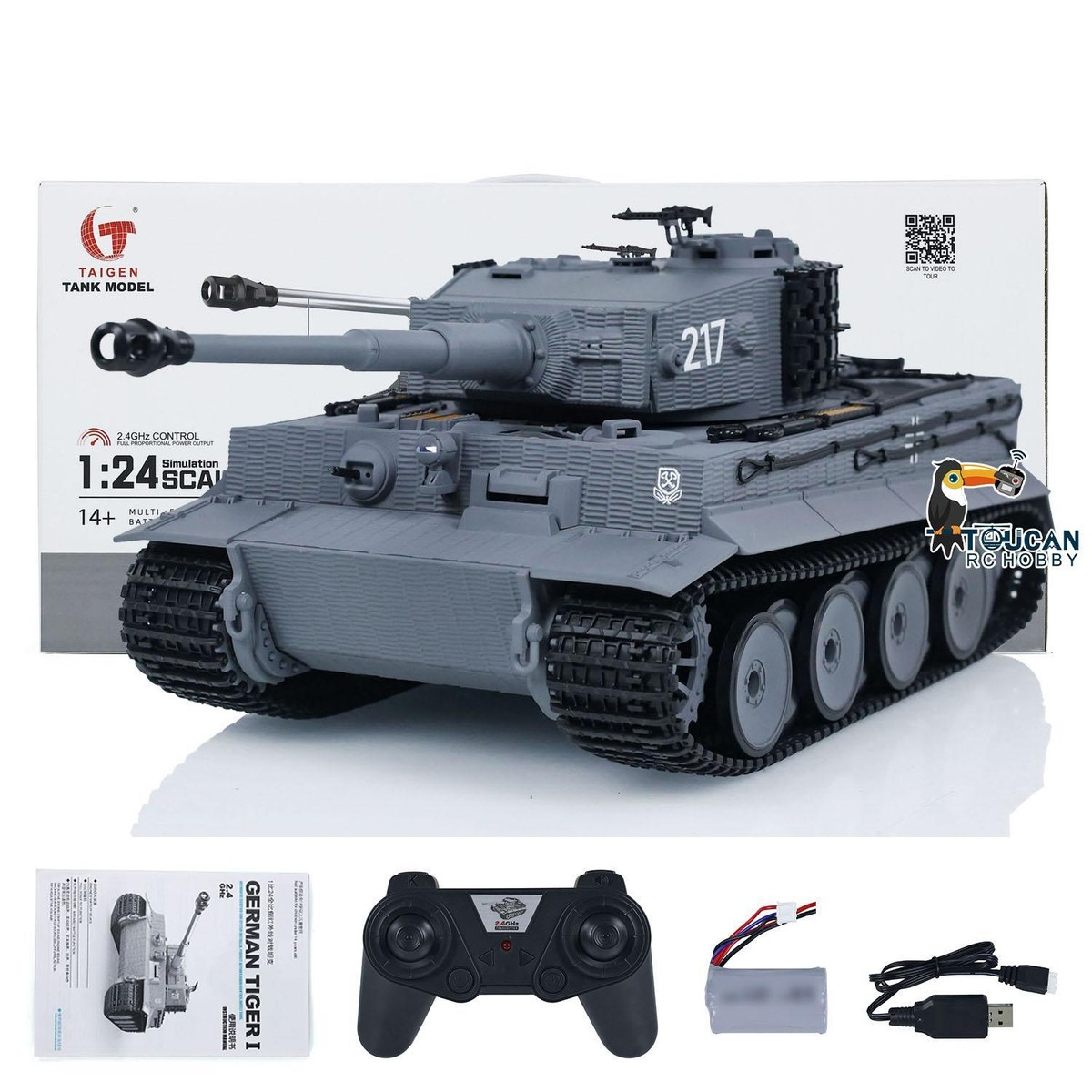 Taigen 1/24 RC Battle Tank Tiger I Remote Control Infrared Combat