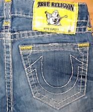 ORIGINAL TRUE RELIGION GENO SUPER T USED-JEANS SLIM STRAIGHT BLUE W 30/34 LOGAN