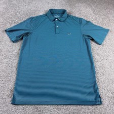 Vineyard VInes Polo Shirt Mens Medium Blue Striped Golf Performance Stretch
