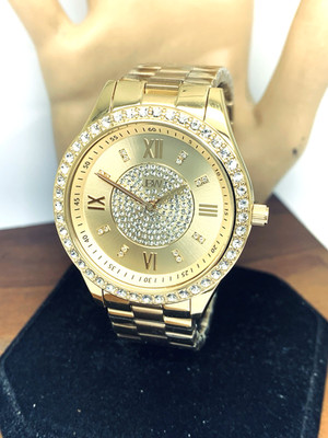 JBW Women's Watch J6303B Mondrain Quartz Gold Dial Gemmed Crystals Steel 38mm