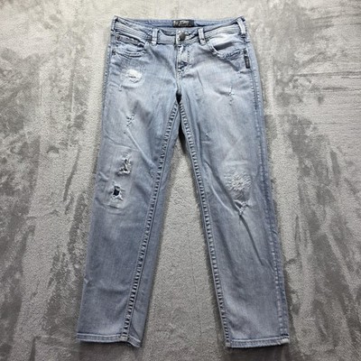 Dark Wash Silver Sam Boyfriend Jeans Silver Jeans Womens 29 Blue