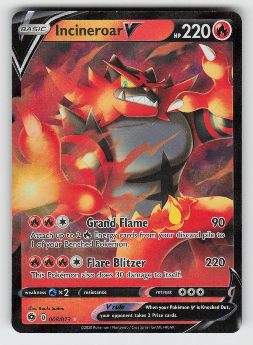 Incineroar V 008/073 V Rare Champion's Path Near Mint