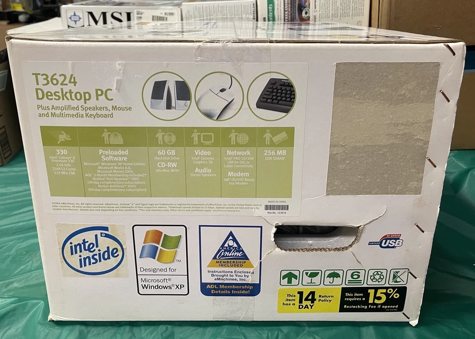 VTG eMachines T3624 Intel Celeron D Processor 330 2.66Hz 60HD 256MB Ram NEW - Image 4 of 4