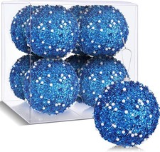 8 Pcs Christmas Tree Ball Ornaments Glitter Sequin Foam Ornaments Hanging Decora