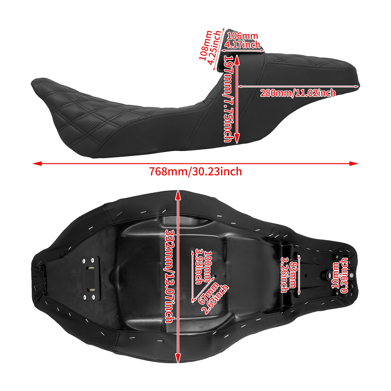 Black Lattice Gel Seat & Backrest For Harley Touring Electra Glide FLHT 2009-23