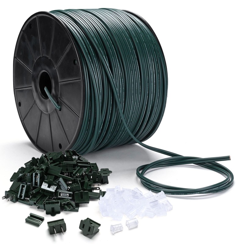 DELight 500Ft SPT-1 Electrical Wire 18 AWG UL Listed with 20 Male/Female Plugs