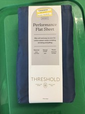Queen 400 Thread Count Performance Flat Sheet Metallic Blue - Threshold: Cotton