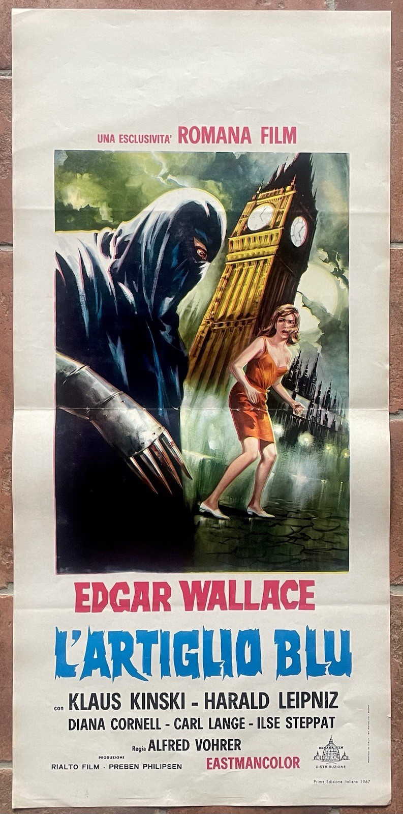 Locandina originale film L'ARTIGLIO BLU (1967) - Regia di Alfred Vohrer