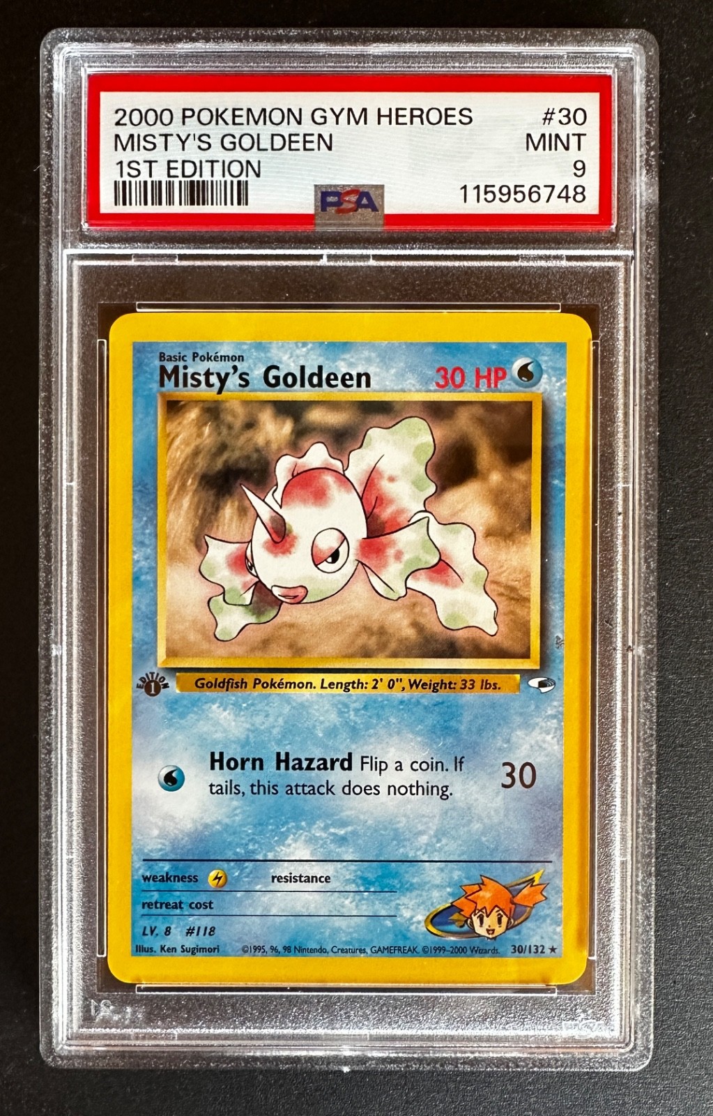 2000 Pokemon GYM HEROES 1st edition MISTY'S GOLDEEN #30 PSA 9-MINT