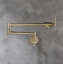 Gold Double Handle Single Hole Wall Mounted Pot Filler Faucet NIB
