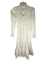 Vintage Gunne Sax Ivory Maxi Peasant Prairie Boho Hippie Dress Cottagecore 5