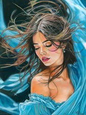 original drawing 30 x 40 cm 106AO artwork pastel modern woman portrait