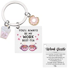 Work Bestie Gifts for Women Keychain - Funny Silver Square Bestie Keychain