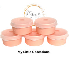 Tupperware Smidgets Peach Mini 1 oz Containers w/ Seals Set of 5 New