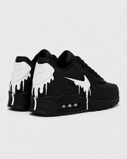 Custom Nike Air Max 90 - Black White Drip - H...